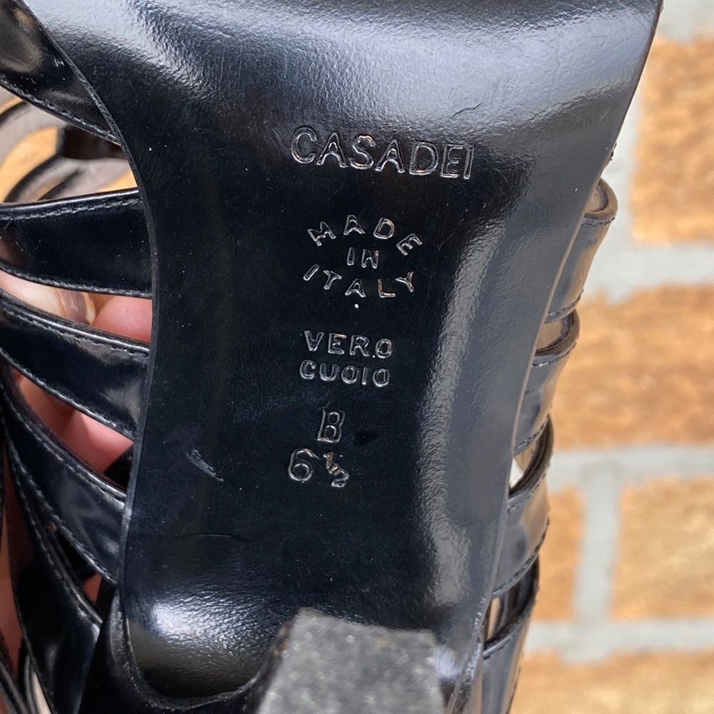 Casadei Black Leather Open Toe Heels 6.5 - Picture 9 of 9